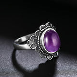 925 Silver Amethyst Ring Retro Wreath Engagement Wedding Gift