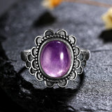 925 Silver Amethyst Ring Retro Wreath Engagement Wedding Gift