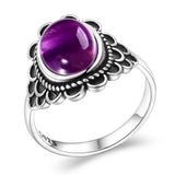 925 Silver Amethyst Ring Retro Wreath Engagement Wedding Gift