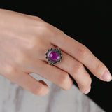 925 Silver Amethyst Ring Retro Wreath Engagement Wedding Gift