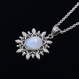Vintage Flower Necklace September Moonstone Engagement Party Gift