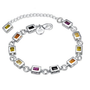925 Silver Charm Bracelet Zircon Crystal Jewelry for Women Wedding