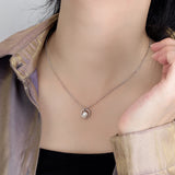 925 Sterling Silver Necklace Pearl Pendant Silver Box Chain Gift