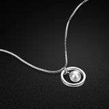 925 Sterling Silver Necklace Pearl Pendant Silver Box Chain Gift