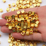 Golden Square Alphabet Beads for Jewelry Making