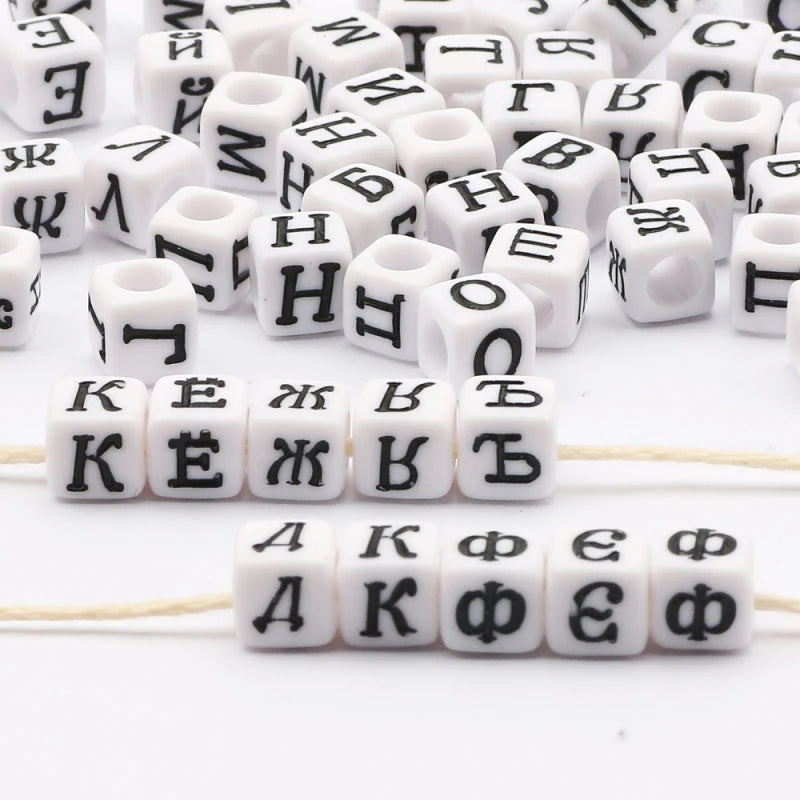 Golden Square Alphabet Beads for Jewelry Making