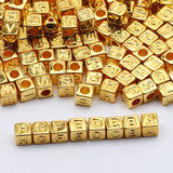 Golden Square Alphabet Beads for Jewelry Making