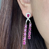 Noble Ruby Geometric Water Drop Diamond Stud Earrings Wedding Gift