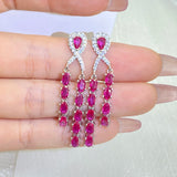 Noble Ruby Geometric Water Drop Diamond Stud Earrings Wedding Gift
