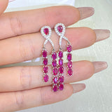 Noble Ruby Geometric Water Drop Diamond Stud Earrings Wedding Gift