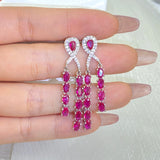 Noble Ruby Geometric Water Drop Diamond Stud Earrings Wedding Gift