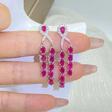 Noble Ruby Geometric Water Drop Diamond Stud Earrings Wedding Gift