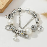 Pearl Pendant Bracelet with Silver Chain
