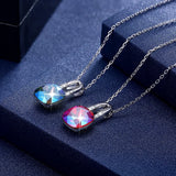 Noble Lock Necklace Crystal Pendant 925 Sterling Silver Chain Female Jewelry