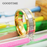 Noble Men's Tungsten Carbide & Silver Zircon Wedding Band