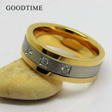 Noble Men's Tungsten Carbide & Silver Zircon Wedding Band