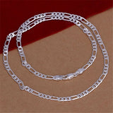 Noble Arrive 925 Silver 4MM Chain For Men Women Bracelet Necklace Jewelry Set