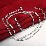 Noble Arrive 925 Silver 4MM Chain For Men Women Bracelet Necklace Jewelry Set