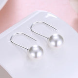 Elegant 925 Sterling Silver Long Drop Pearl Earrings