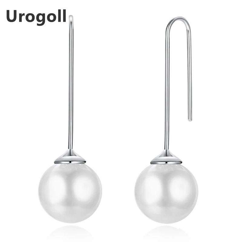 Elegant 925 Sterling Silver Long Drop Pearl Earrings