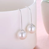 Elegant 925 Sterling Silver Long Drop Pearl Earrings