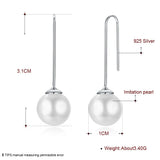 Elegant 925 Sterling Silver Long Drop Pearl Earrings