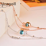 925 Sterling Silver Anklet Fish Crystal Round Beads Anklet Women Ankle Bracelet