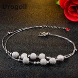 925 Sterling Silver Anklet Frosted Round Beads Anklet for Women