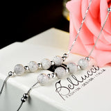 925 Sterling Silver Anklet Frosted Round Beads Anklet for Women