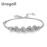 925 Sterling Silver Anklet Frosted Round Beads Anklet for Women