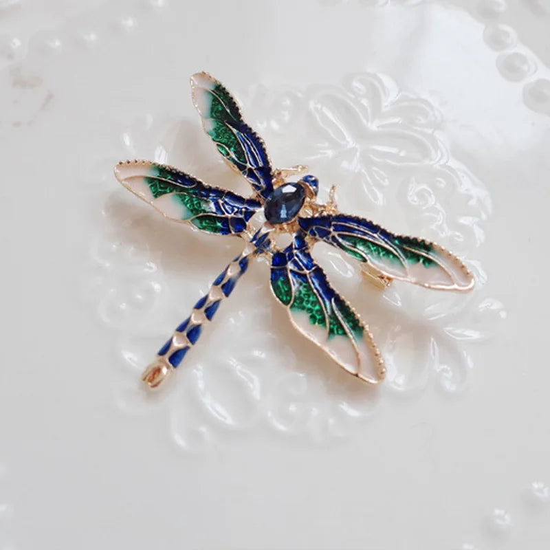 Noble Retro Dragonfly Enamel Brooch Rhinestone Animal Corsage
