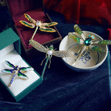 Noble Retro Dragonfly Enamel Brooch Rhinestone Animal Corsage
