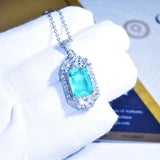 Noble Silver Paraiba Tourmaline Aquamarine Pendant Necklace
