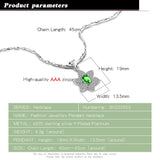 925 Silver CZ Green Zircon Pendant Necklace for Women