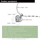 Noble Silver Heart Pendant Necklace CZ Zircon Inlaid Silver Chain 41-43-46CM