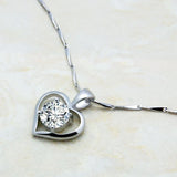 Noble Silver Heart Pendant Necklace CZ Zircon Inlaid Silver Chain 41-43-46CM