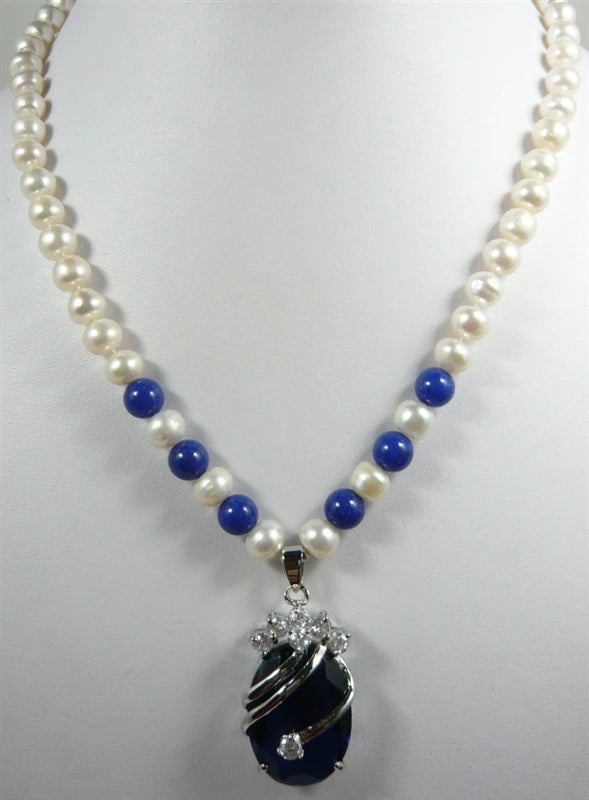 Noble 7-8 Pearl Zircon Crystal pendant pendant women Jewelry Necklace