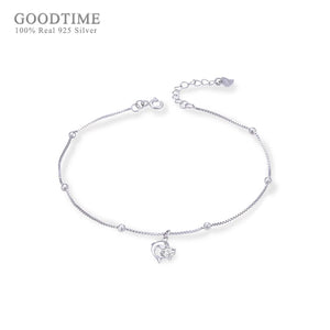 925 Sterling Silver Dolphin Zircon Anklet for Girls