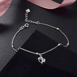 925 Sterling Silver Dolphin Zircon Anklet for Girls