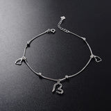 925 Sterling Silver Zircon Beads Love Anklet for Foot