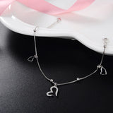 925 Sterling Silver Zircon Beads Love Anklet for Foot