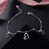 925 Sterling Silver Zircon Beads Love Anklet for Foot