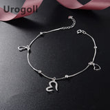 925 Sterling Silver Zircon Beads Love Anklet for Foot