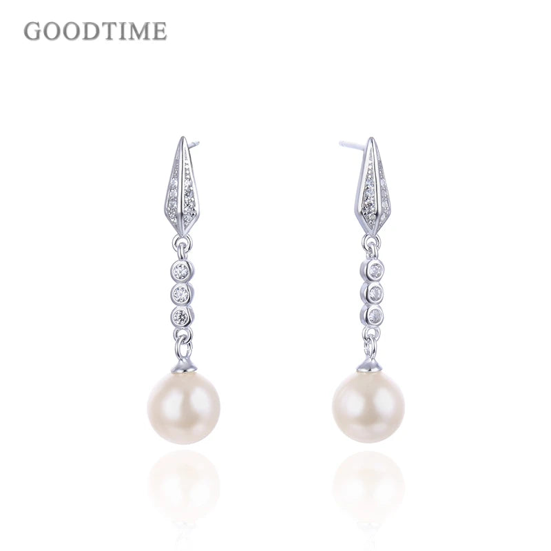 Noble Women Earring 925 Sterling Silver Earrings Pearls Office Party Dress