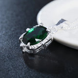 Green Crystal Pendant Diamond 925 Sterling Silver Necklace
