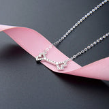 925 Sterling Silver Double Heart Chain Pendant Necklace Zircon Chain