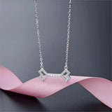 925 Sterling Silver Double Heart Chain Pendant Necklace Zircon Chain