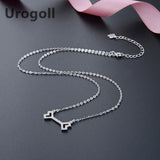 925 Sterling Silver Double Heart Chain Pendant Necklace Zircon Chain