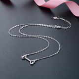 925 Sterling Silver Double Heart Chain Pendant Necklace Zircon Chain