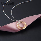 Noble Women 925 Sterling Silver Necklace Circle Crystal Pendant Chain